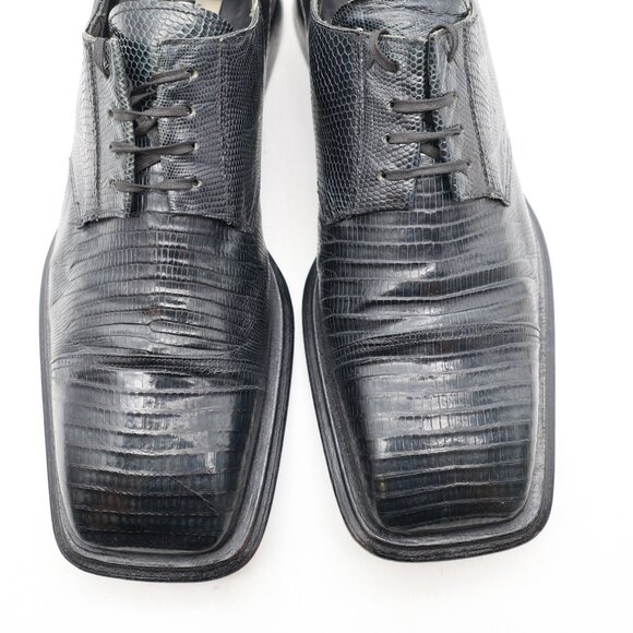 Mezlan Platinum Dark Navy Men\'s Size 11 M Genuine Lizard Square Toe Derby main image 9